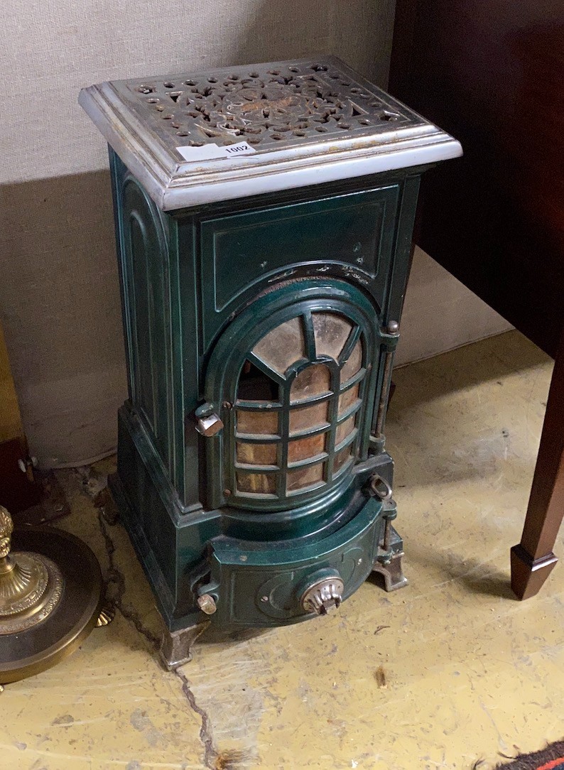 An early 20th century French Godin enamelled conservatory heater, height 71cm